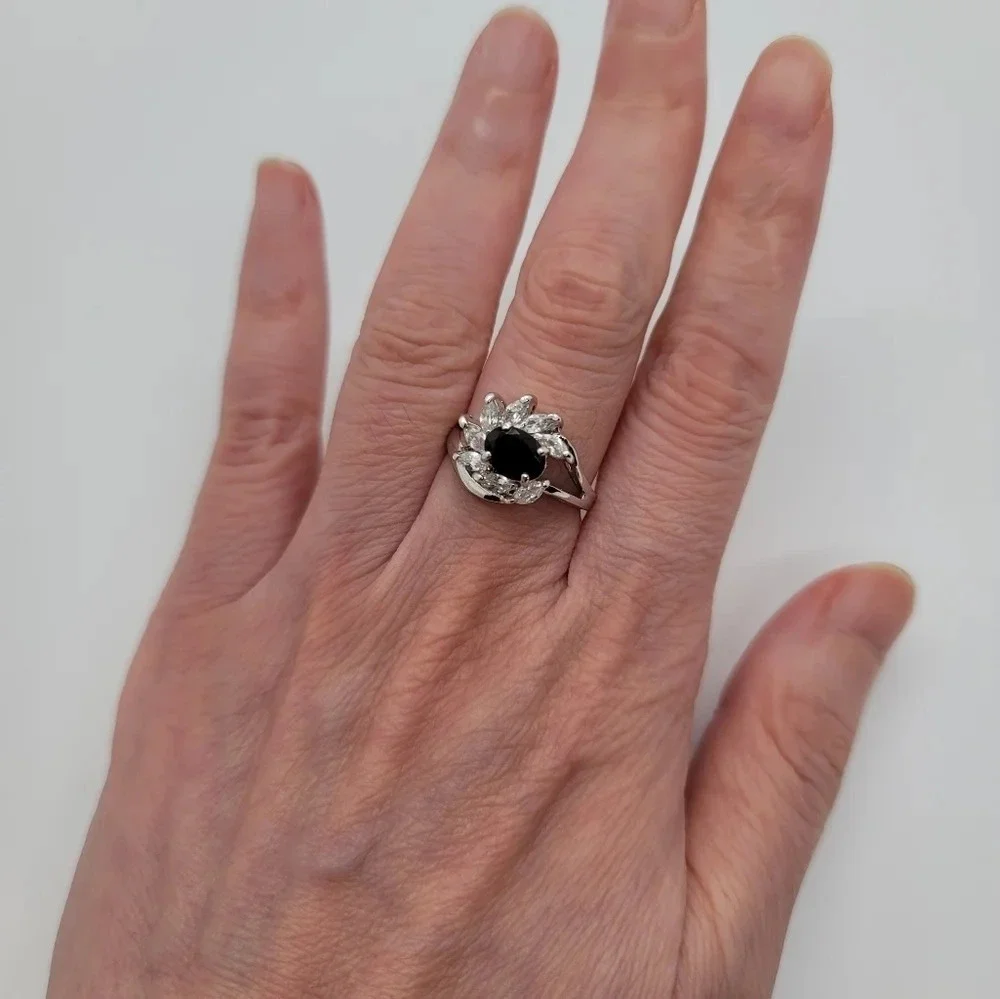 925 Sterling Silver White gold plated ring size 6
